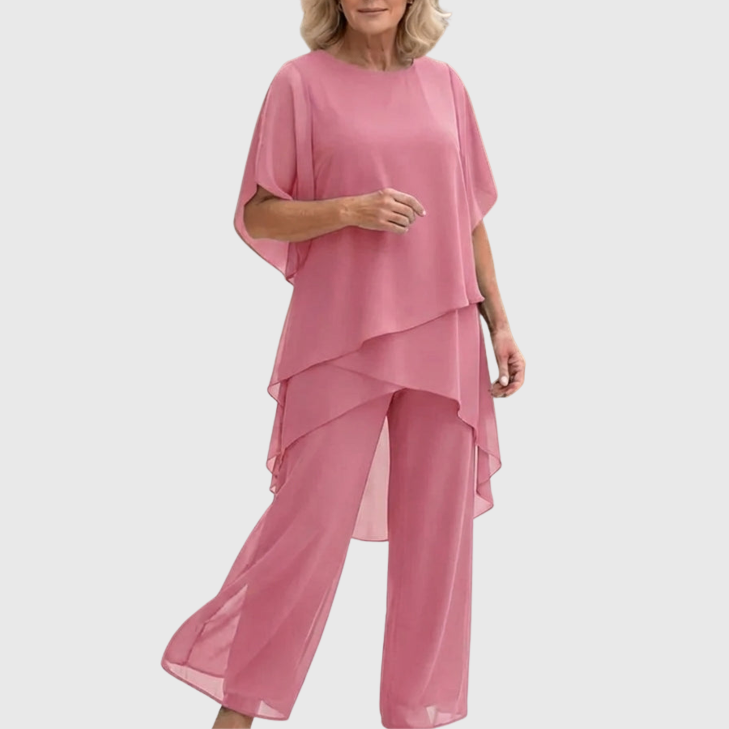 Seraphine 2-delige Chiffon Set Lichtroze