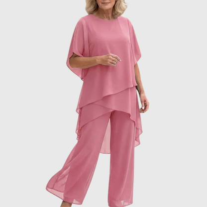 Seraphine 2-delige Chiffon Set Lichtroze