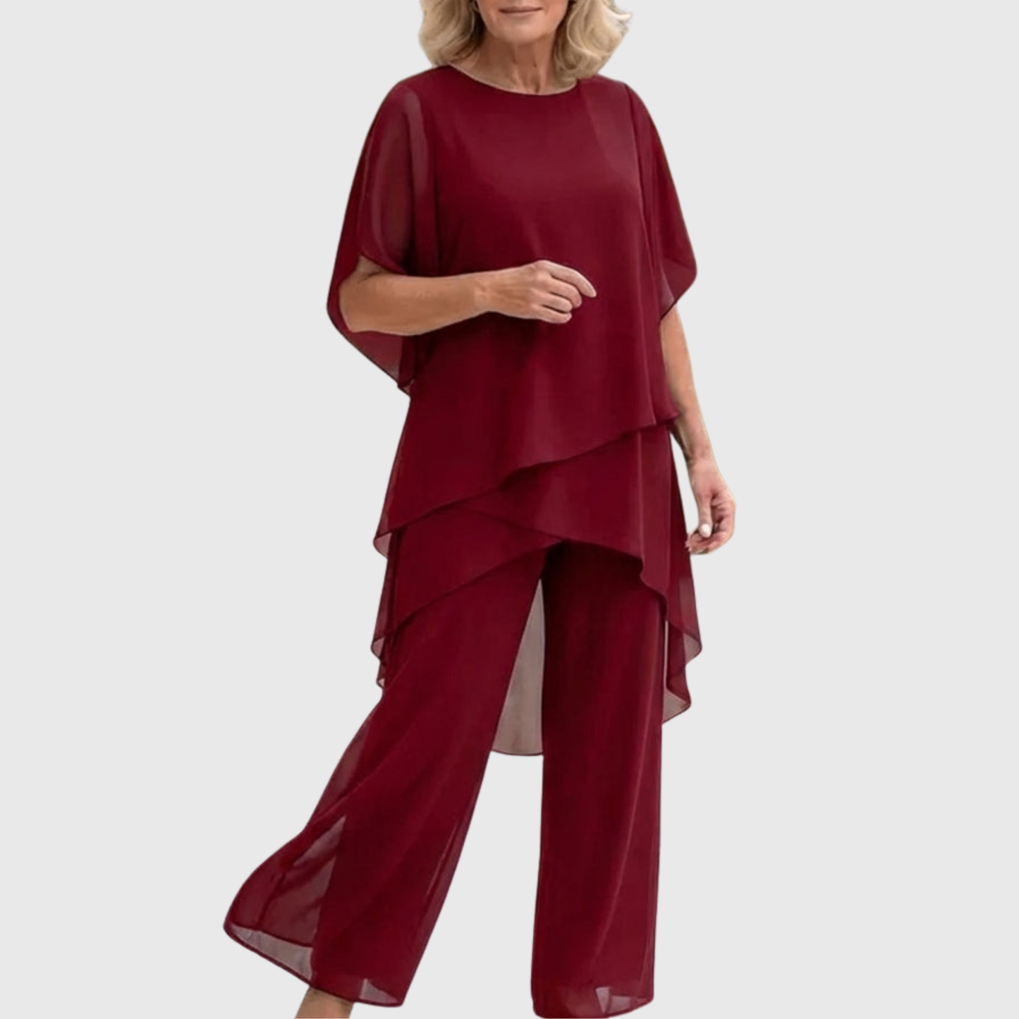 Seraphine 2-delige Chiffon Set Rood