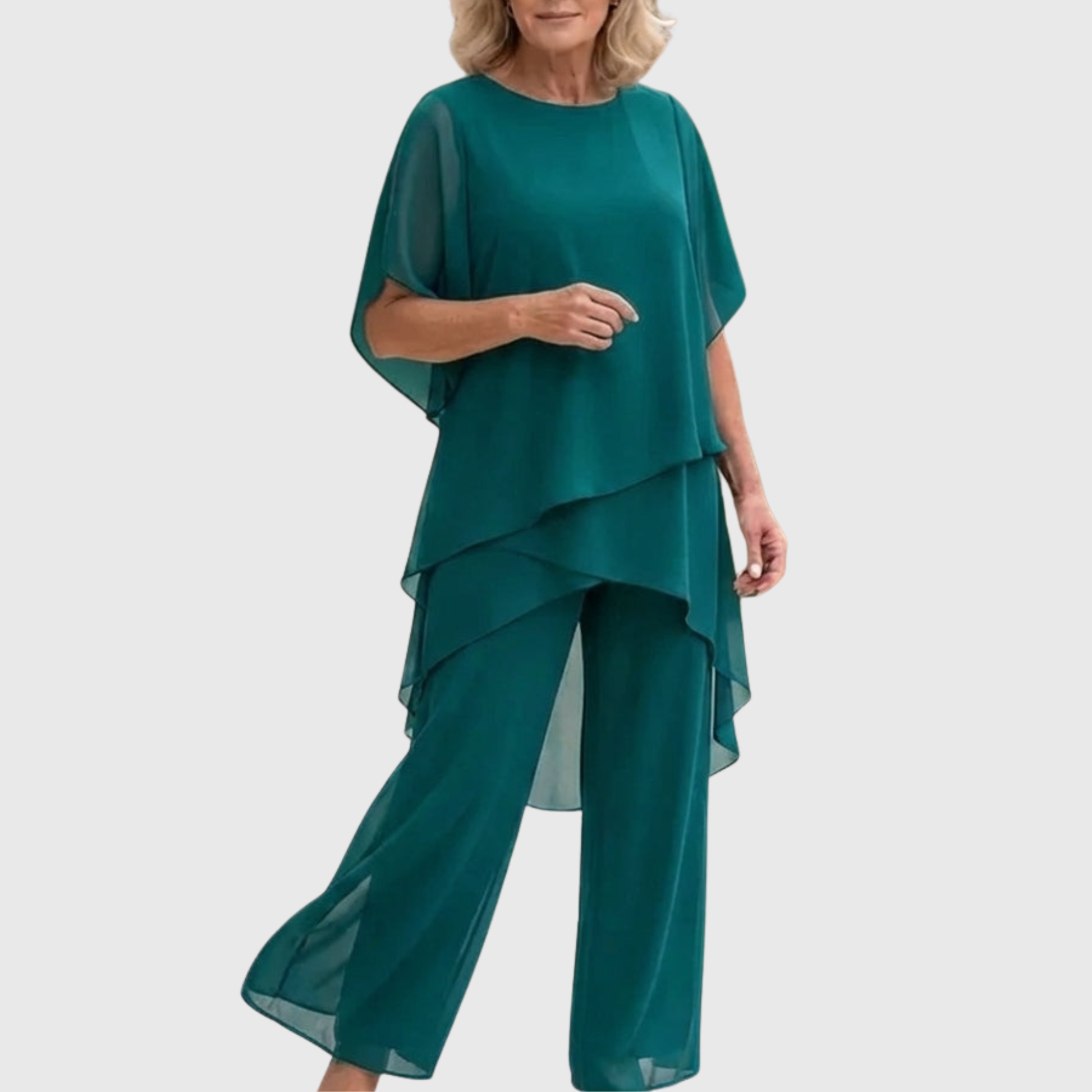 Seraphine 2-delige Chiffon Set Turkoois