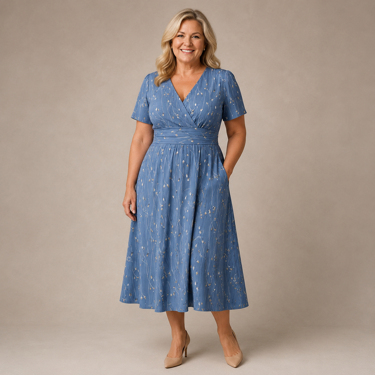 Viviane Midi Jurk - Blauw