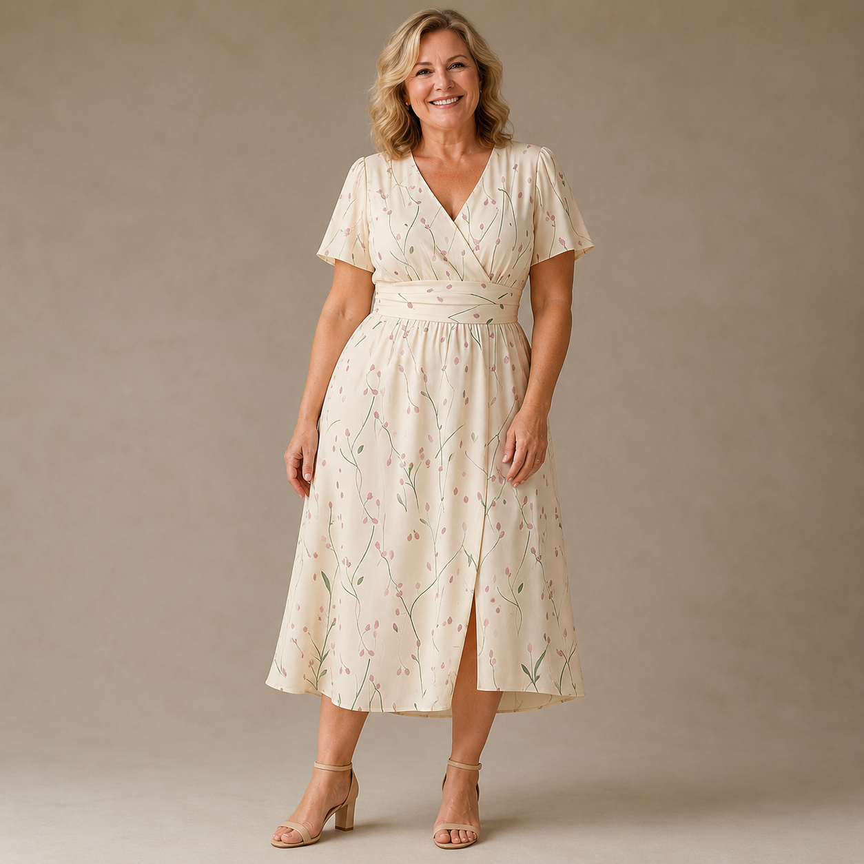 Viviane Midi Jurk - Creme