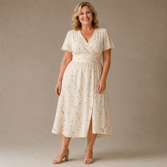 Viviane Midi Jurk - Creme