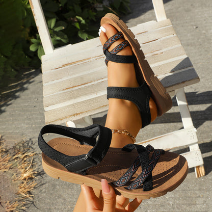 Ines Orthopedische Sandalen - Zwart (met bandjes +print)