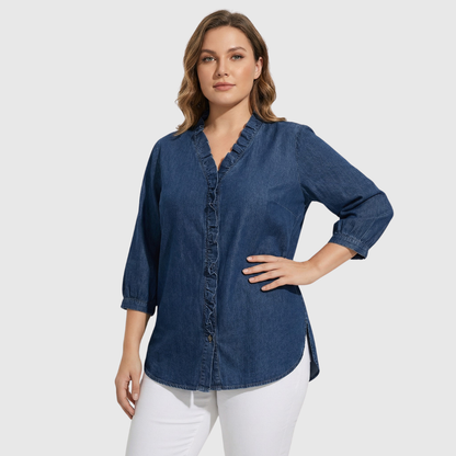 Rosalie | Blouse met V-hals en Ruches