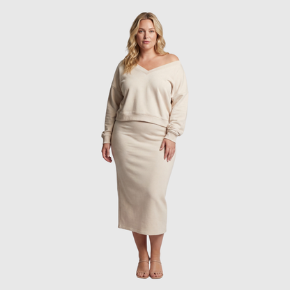 Cloé | Cold-Shoulder Top & Midi-Rok Set