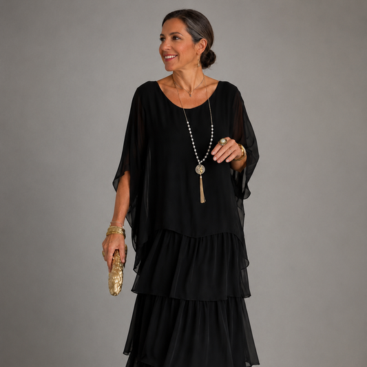Lara Elegante Vloeiende Maxi-jurk - Zwart