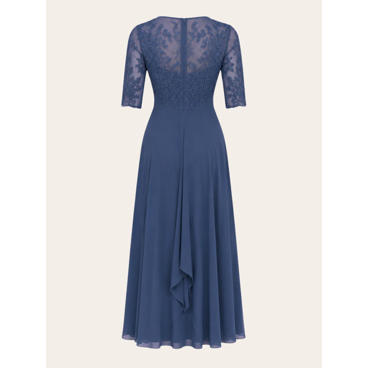 Jolie Luchtige Donkerblauwe Jurk detail
