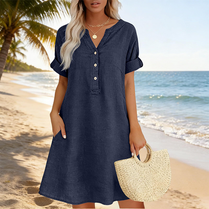 Josefien Luchtige Zomerjurk - Donkerblauw