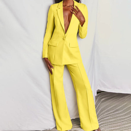 Leotine Chique Blazer & Broek Set - Geel