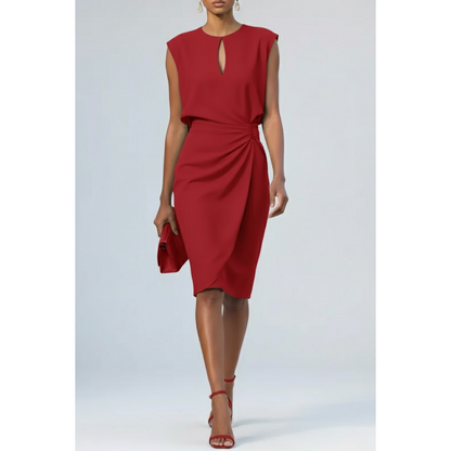 Liza Gedrapeerde Midi Jurk Rood