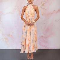 Adaline | Getailleerde Maxi-jurk met Aquarelprint