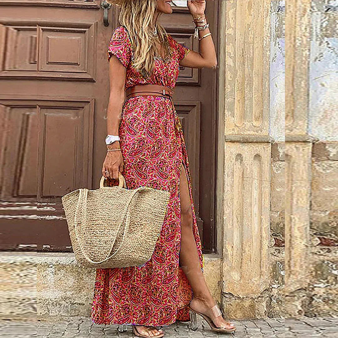Selene boho jurk - Donkerrood