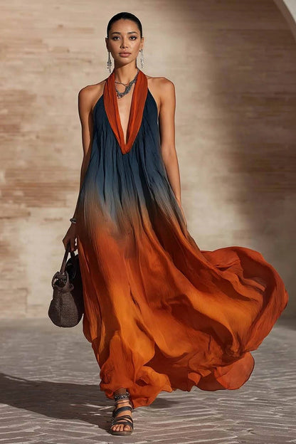 Romy Ombré Maxi-jurk - V-hals