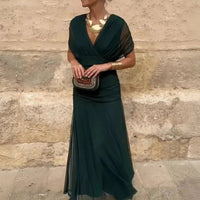 Rosette | Vloeiende V-hals Maxi-jurk